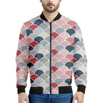 Japanese Geometric Pattern Print Men's Bomber Jacket