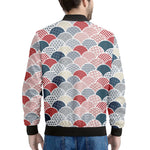 Japanese Geometric Pattern Print Men's Bomber Jacket