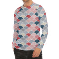 Japanese Geometric Pattern Print Men's Long Sleeve Rash Guard