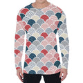 Japanese Geometric Pattern Print Men's Long Sleeve T-Shirt