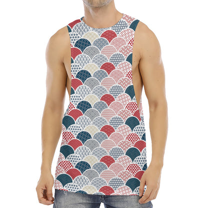 Japanese Geometric Pattern Print Men's Muscle Tank Top