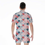 Japanese Geometric Pattern Print Men's Rompers
