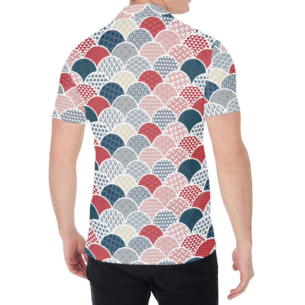 Japanese Geometric Pattern Print Men's Shirt