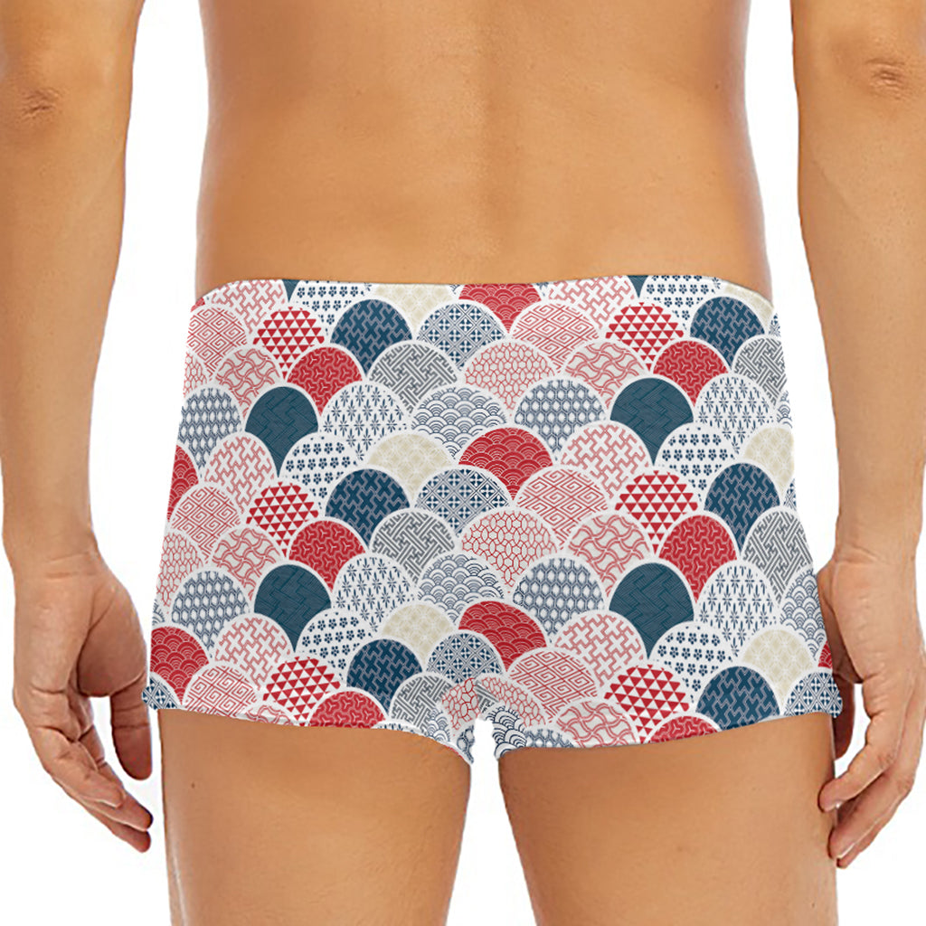 Japanese Geometric Pattern Print Men's Short Boxer Briefs