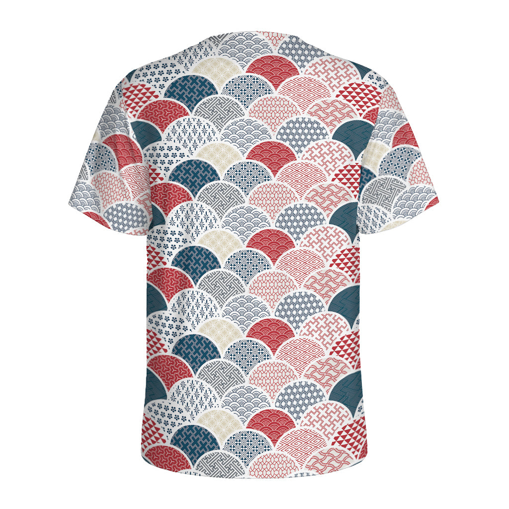 Japanese Geometric Pattern Print Men's Sports T-Shirt