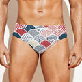 Japanese Geometric Pattern Print Men's Swim Briefs