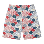Japanese Geometric Pattern Print Men's Swim Trunks