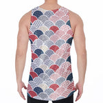 Japanese Geometric Pattern Print Men's Velvet Tank Top