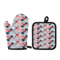 Japanese Geometric Pattern Print Oven Mitt And Pot Holder Set
