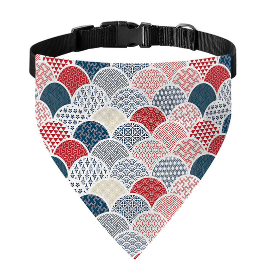 Japanese Geometric Pattern Print Over The Collar Dog Bandana