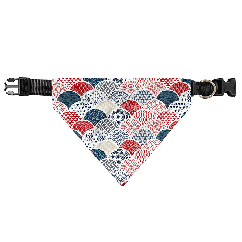 Japanese Geometric Pattern Print Over The Collar Dog Bandana