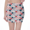 Japanese Geometric Pattern Print Pencil Mini Skirt