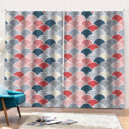 Japanese Geometric Pattern Print Pencil Pleat Curtains