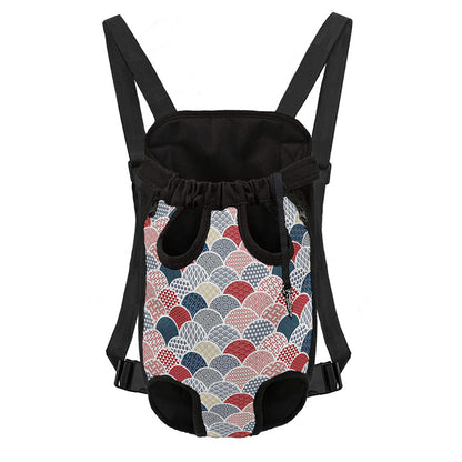 Japanese Geometric Pattern Print Pet Carrier Backpack
