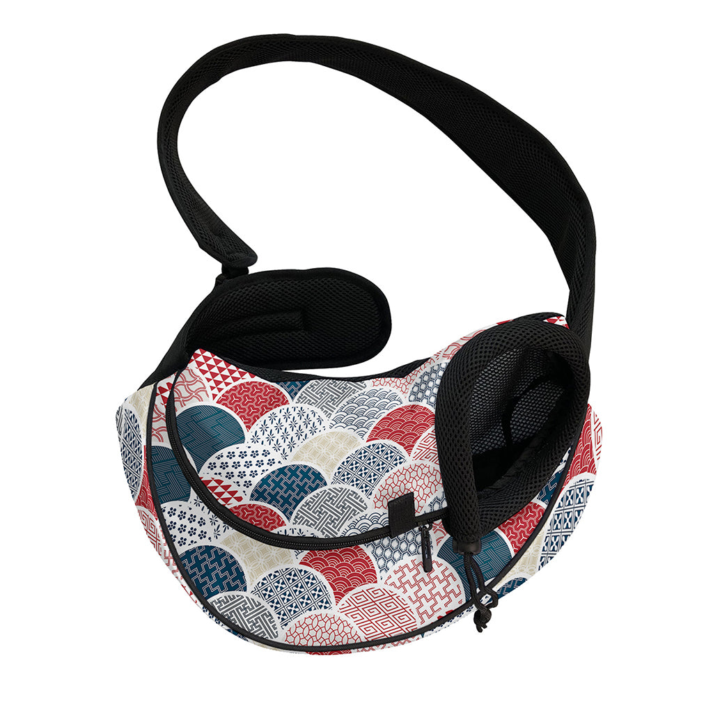Japanese Geometric Pattern Print Pet Sling Carrier