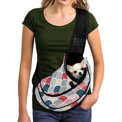 Japanese Geometric Pattern Print Pet Sling Carrier
