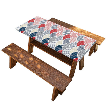 Japanese Geometric Pattern Print Picnic Table Cover