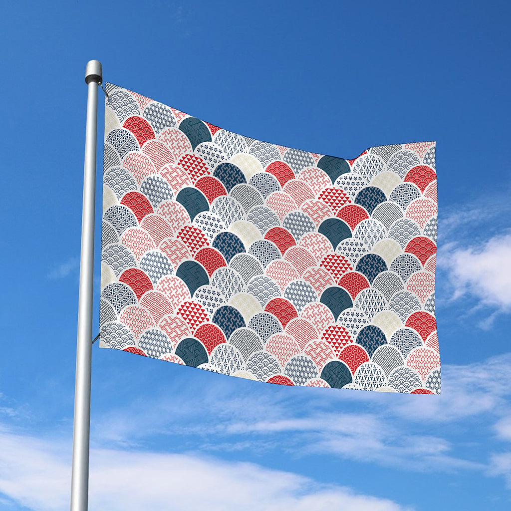 Japanese Geometric Pattern Print Polyester Flag