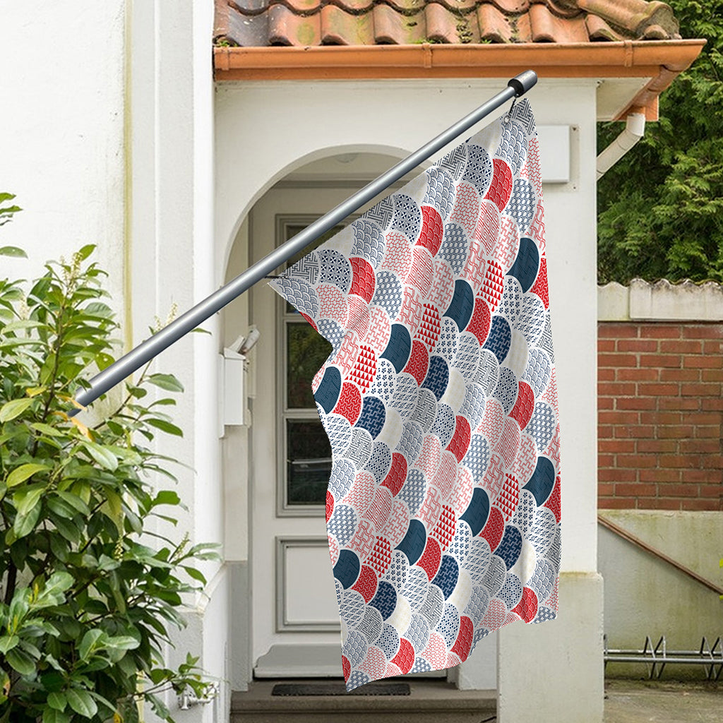 Japanese Geometric Pattern Print Polyester Flag