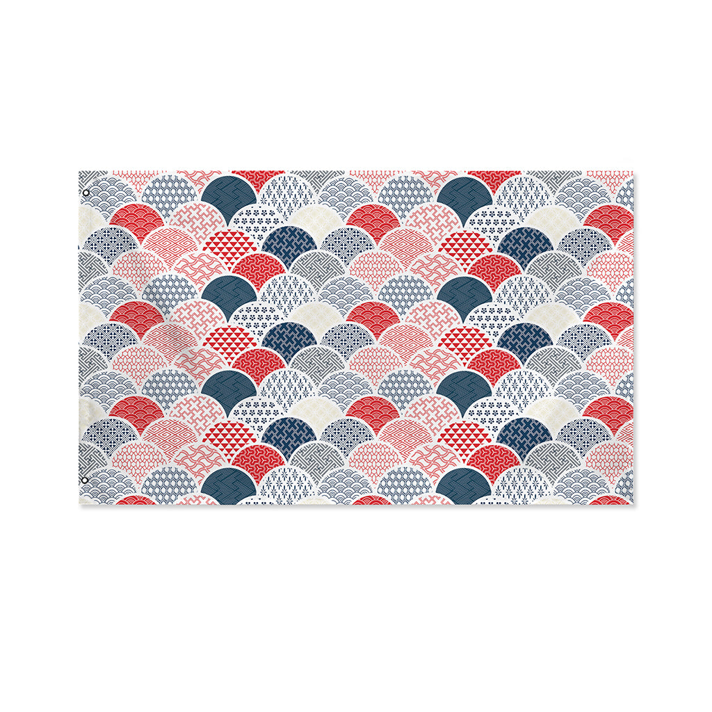 Japanese Geometric Pattern Print Polyester Flag
