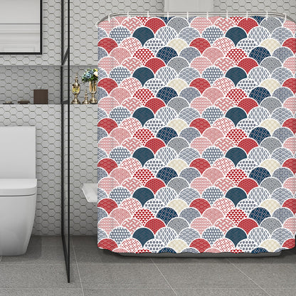 Japanese Geometric Pattern Print Polyester Shower Curtain