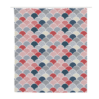 Japanese Geometric Pattern Print Polyester Shower Curtain