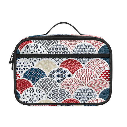 Japanese Geometric Pattern Print Portable Lunch Bag