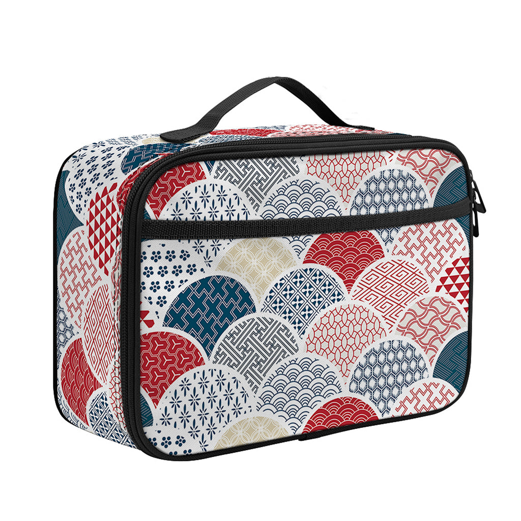 Japanese Geometric Pattern Print Portable Lunch Bag