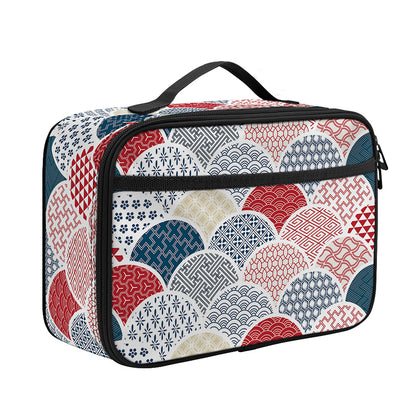Japanese Geometric Pattern Print Portable Lunch Bag