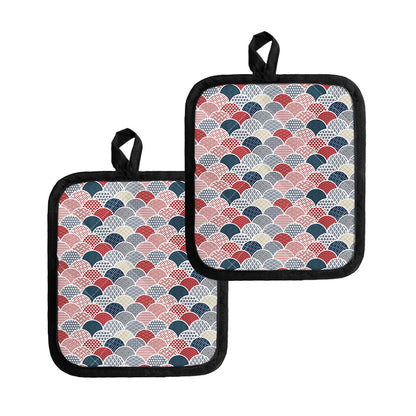 Japanese Geometric Pattern Print Pot Holders