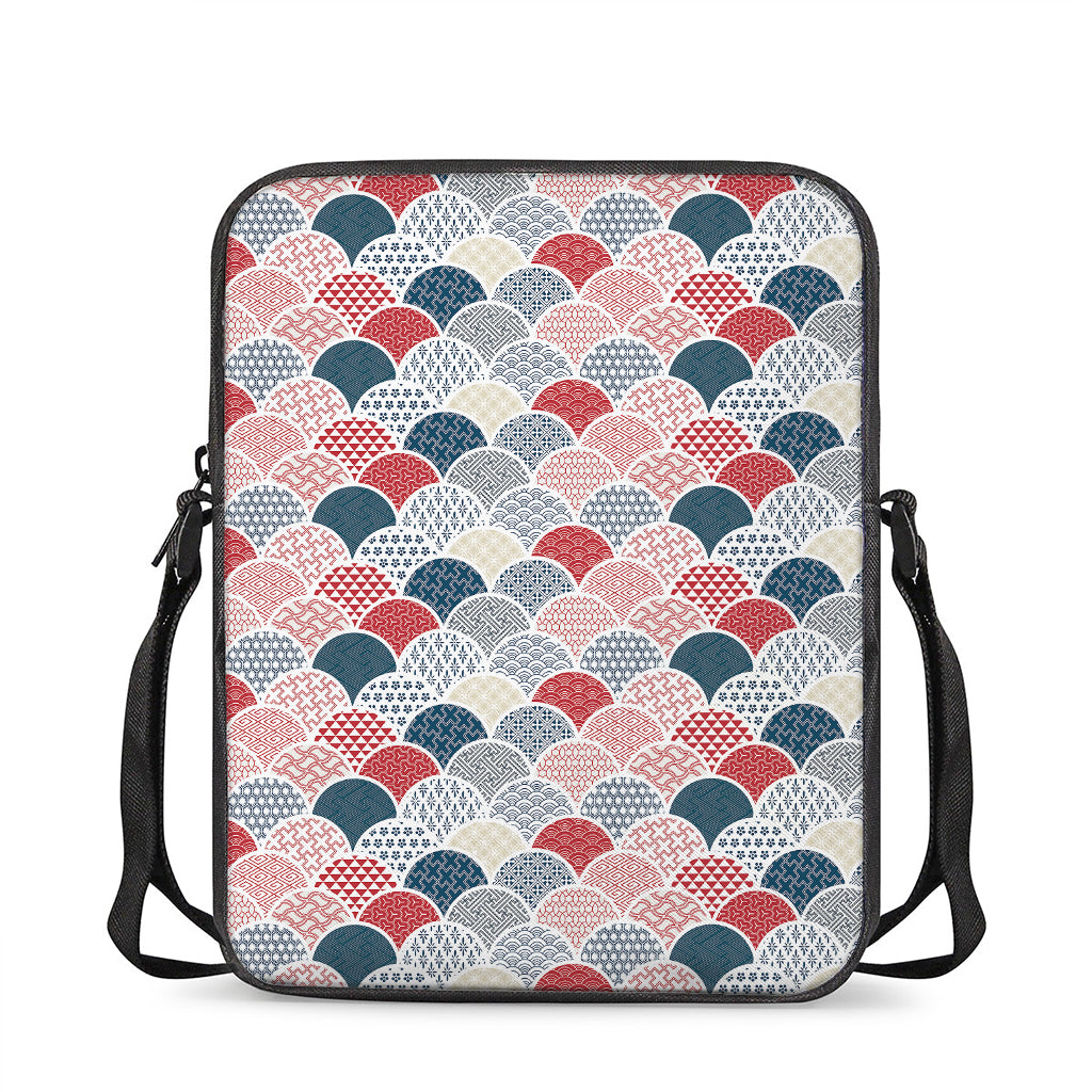Japanese Geometric Pattern Print Rectangular Crossbody Bag