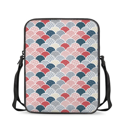 Japanese Geometric Pattern Print Rectangular Crossbody Bag