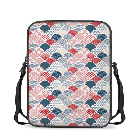 Japanese Geometric Pattern Print Rectangular Crossbody Bag