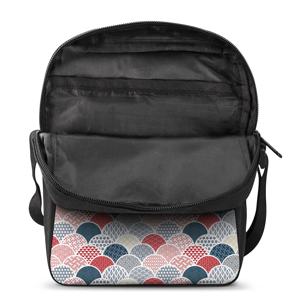Japanese Geometric Pattern Print Rectangular Crossbody Bag