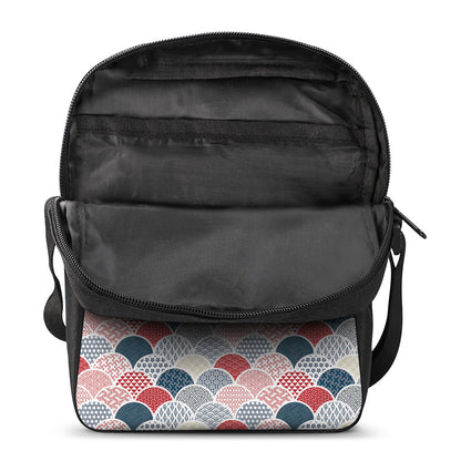 Japanese Geometric Pattern Print Rectangular Crossbody Bag