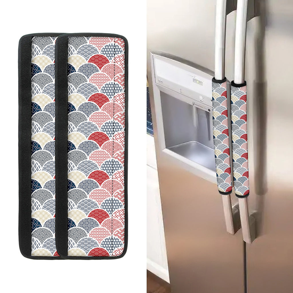 Japanese Geometric Pattern Print Refrigerator Handle Covers