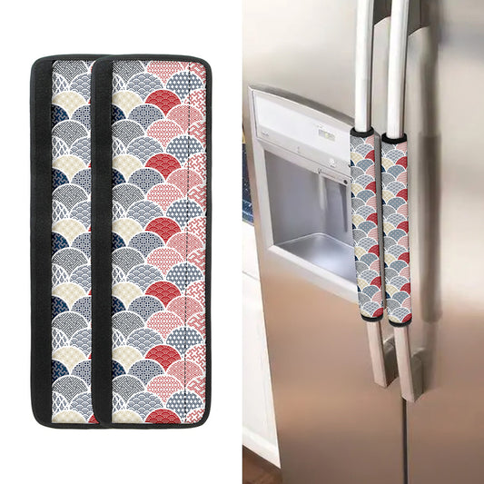 Japanese Geometric Pattern Print Refrigerator Handle Covers