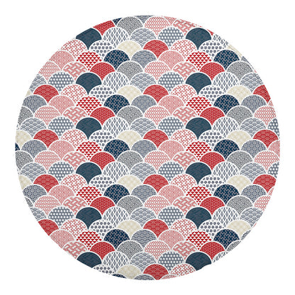 Japanese Geometric Pattern Print Round Blanket