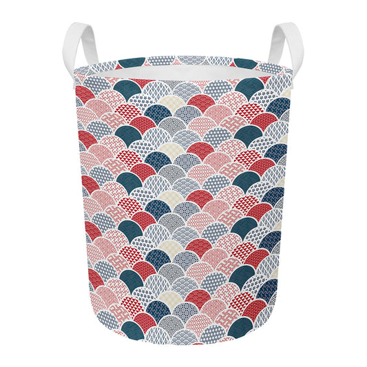 Japanese Geometric Pattern Print Round Laundry Basket