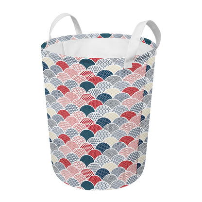 Japanese Geometric Pattern Print Round Laundry Basket