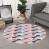 Japanese Geometric Pattern Print Round Rug