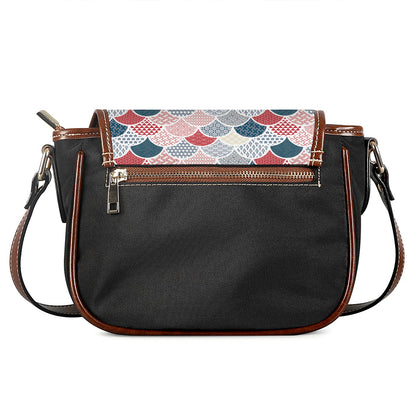 Japanese Geometric Pattern Print Saddle Bag