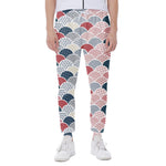 Japanese Geometric Pattern Print Scuba Joggers