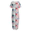 Japanese Geometric Pattern Print Short Sleeve Long Nightdress
