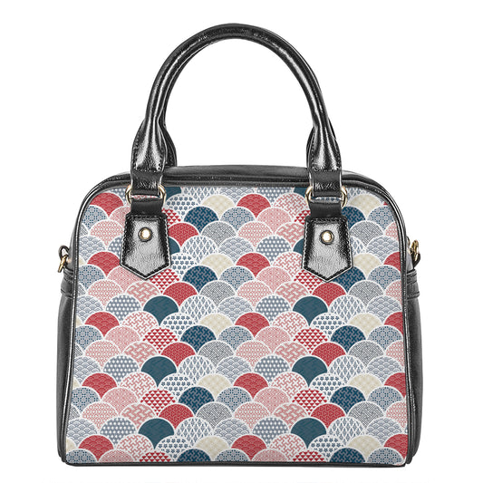 Japanese Geometric Pattern Print Shoulder Handbag