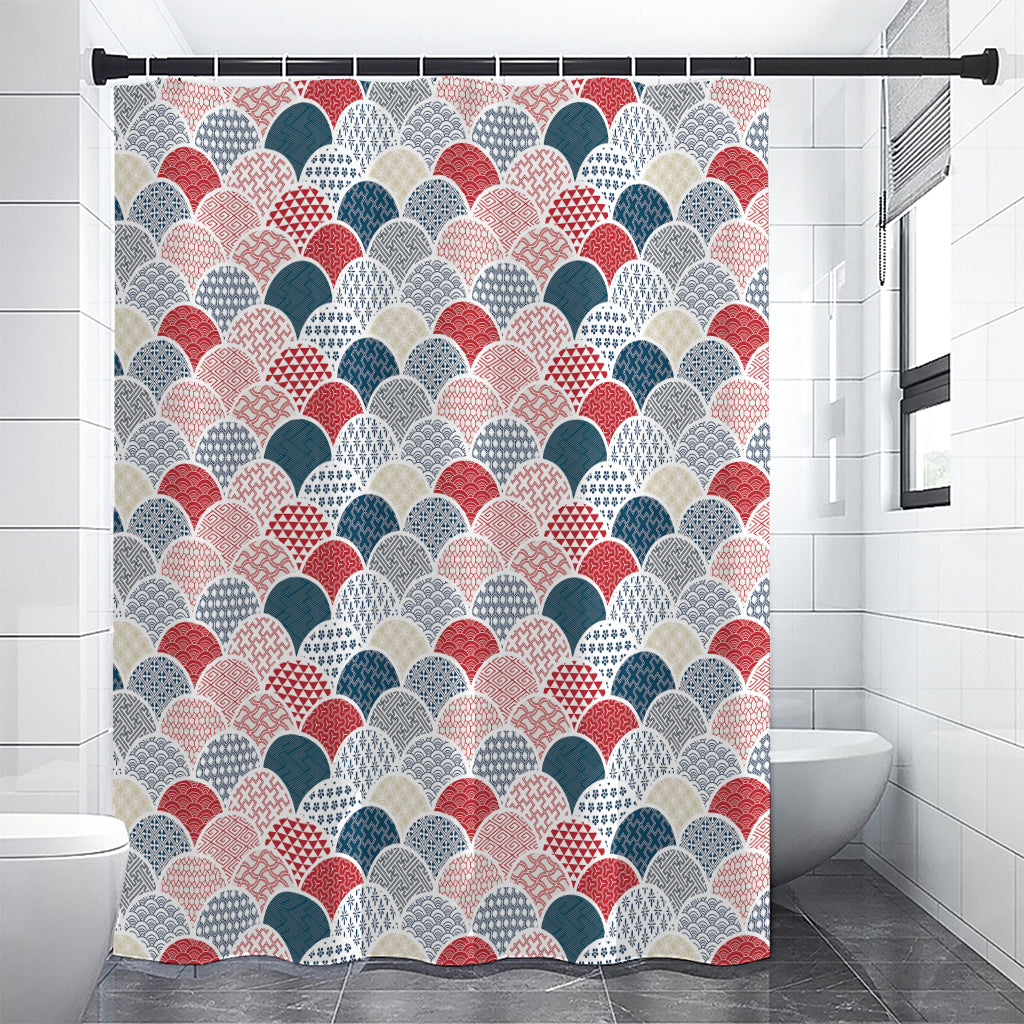 Japanese Geometric Pattern Print Shower Curtain