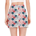 Japanese Geometric Pattern Print Side Slit Mini Skirt