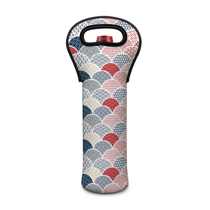 Japanese Geometric Pattern Print Single Neoprene Wine Tote