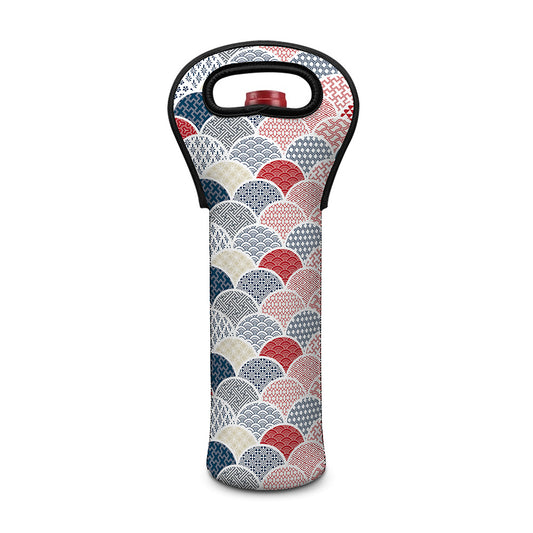 Japanese Geometric Pattern Print Single Neoprene Wine Tote