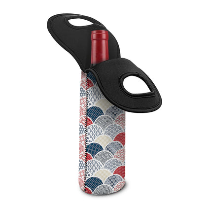 Japanese Geometric Pattern Print Single Neoprene Wine Tote